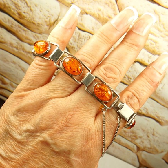 UNISEX AMBER and 925 SILVER LINK BRACELET 7, TENNIS STYLE, GIFT FOR HER or HIM - Picture 10 of 10